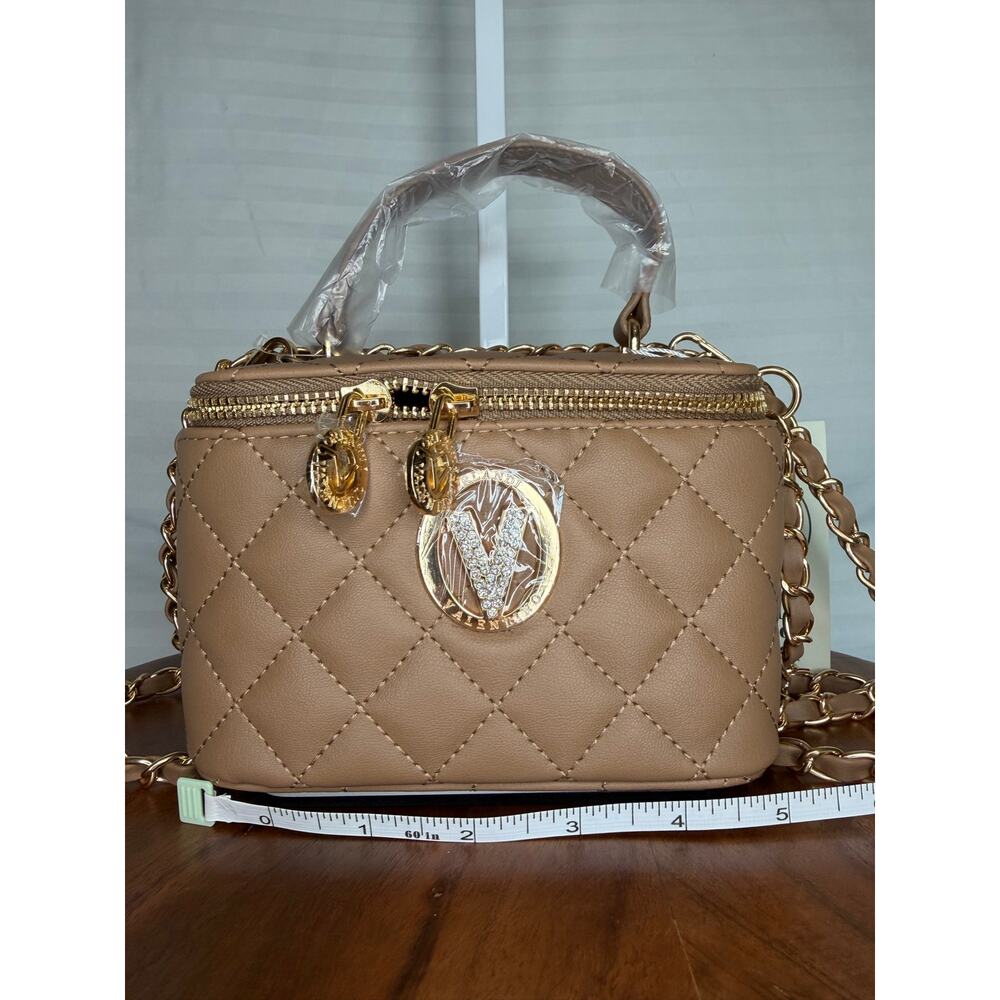 Valentino Orlandi Vittoria Vanity Box Bag Taupe Quilted Crossbody NWT - Picture 6 of 12